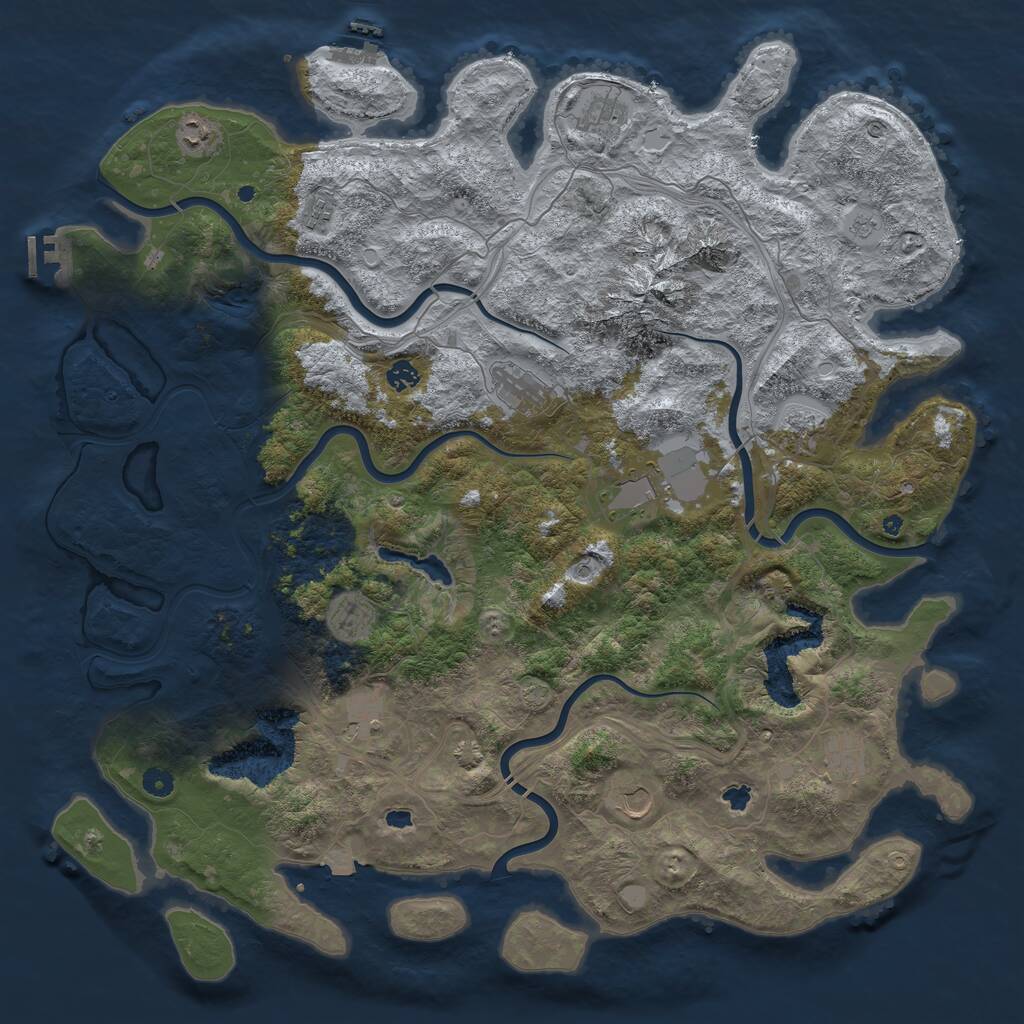 Rust Map: Procedural Map, Size: 5000, Seed: 55040663, 17 Monuments