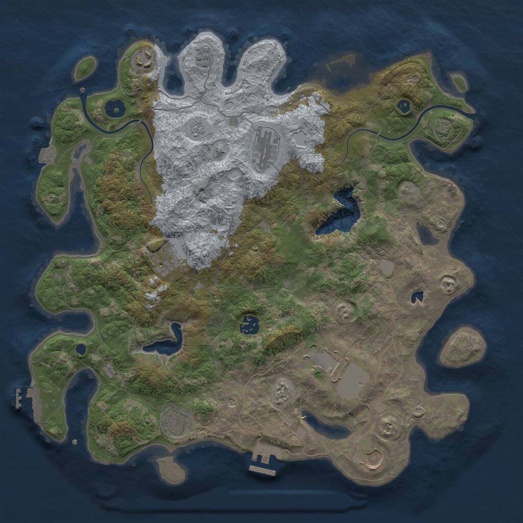 Rust Map: Procedural Map, Size: 4000, Seed: 1921063930, 14 Monuments