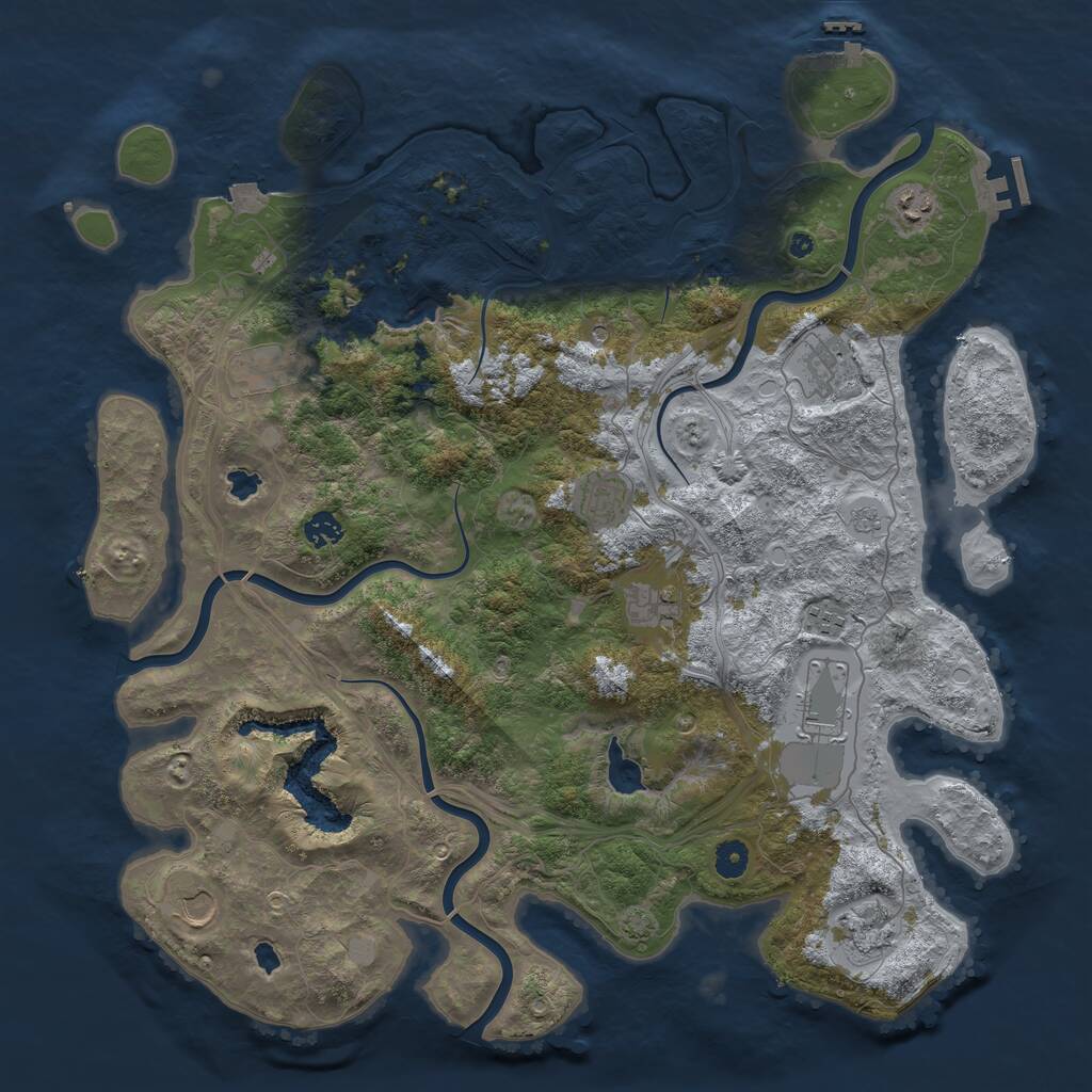 Rust Map: Procedural Map, Size: 4500, Seed: 251797040, 16 Monuments
