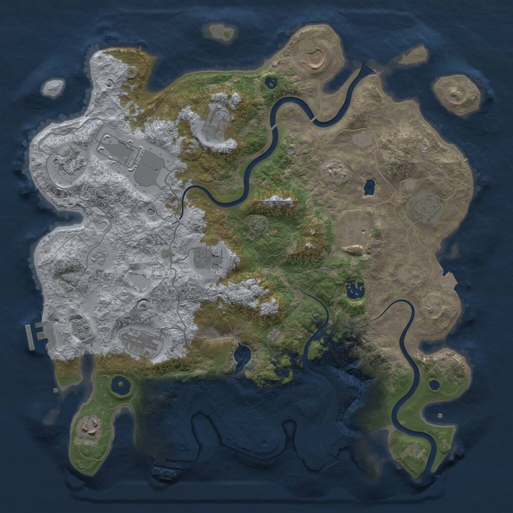 Rust Map: Procedural Map, Size: 4000, Seed: 1711289621, 17 Monuments
