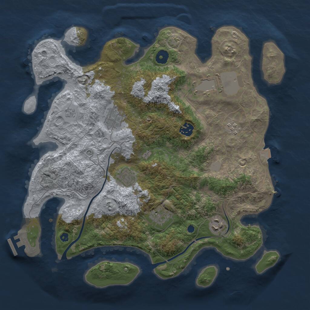 Rust Map: Procedural Map, Size: 3500, Seed: 168862698, 12 Monuments
