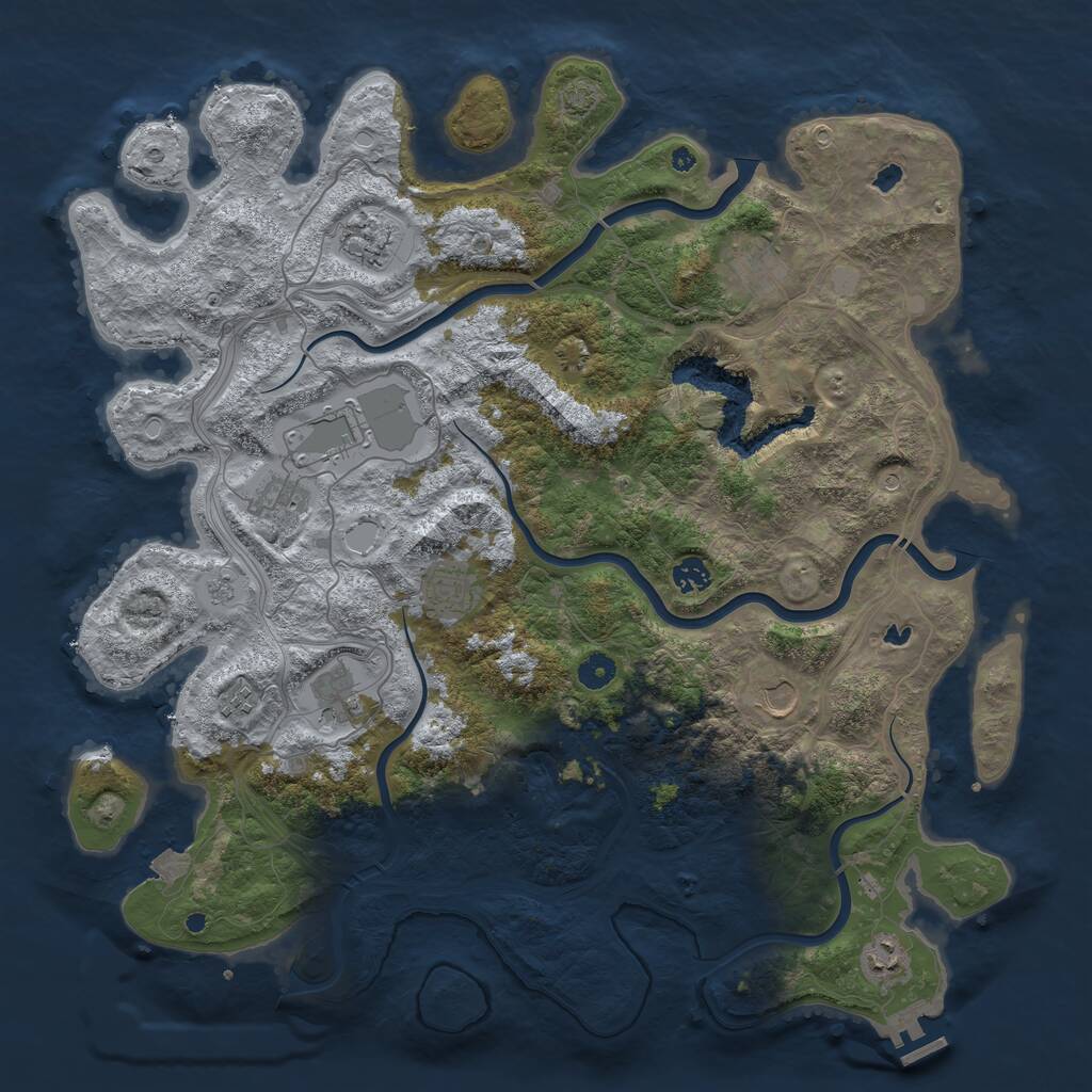Rust Map: Procedural Map, Size: 4500, Seed: 1597569843, 15 Monuments