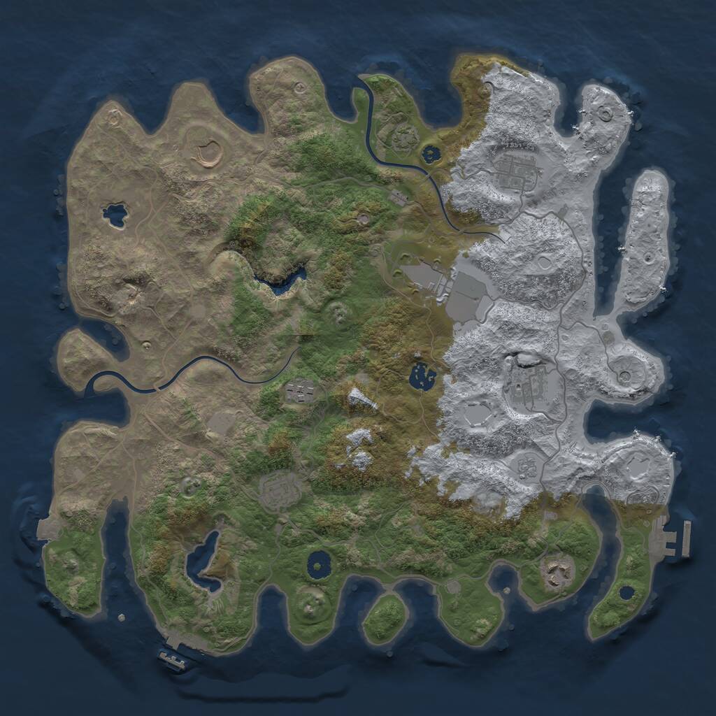 Rust Map: Procedural Map, Size: 4000, Seed: 628730786, 14 Monuments