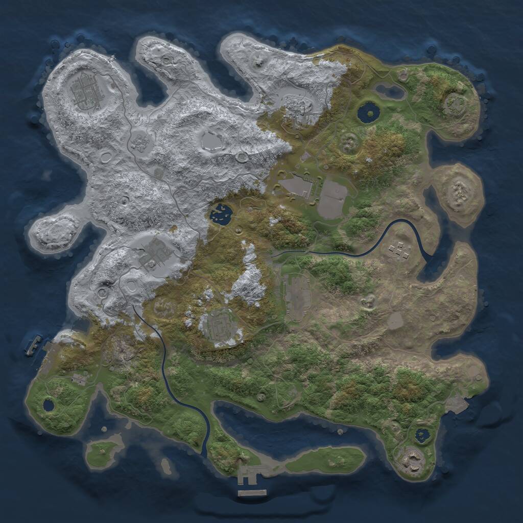 Rust Map: Procedural Map, Size: 3700, Seed: 2005867350, 15 Monuments