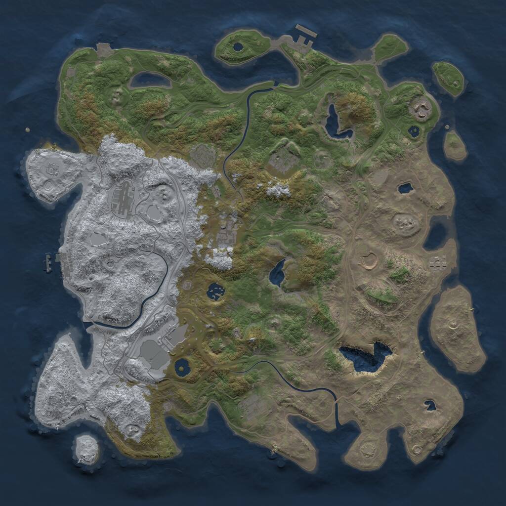 Rust Map: Procedural Map, Size: 4500, Seed: 192217309, 16 Monuments