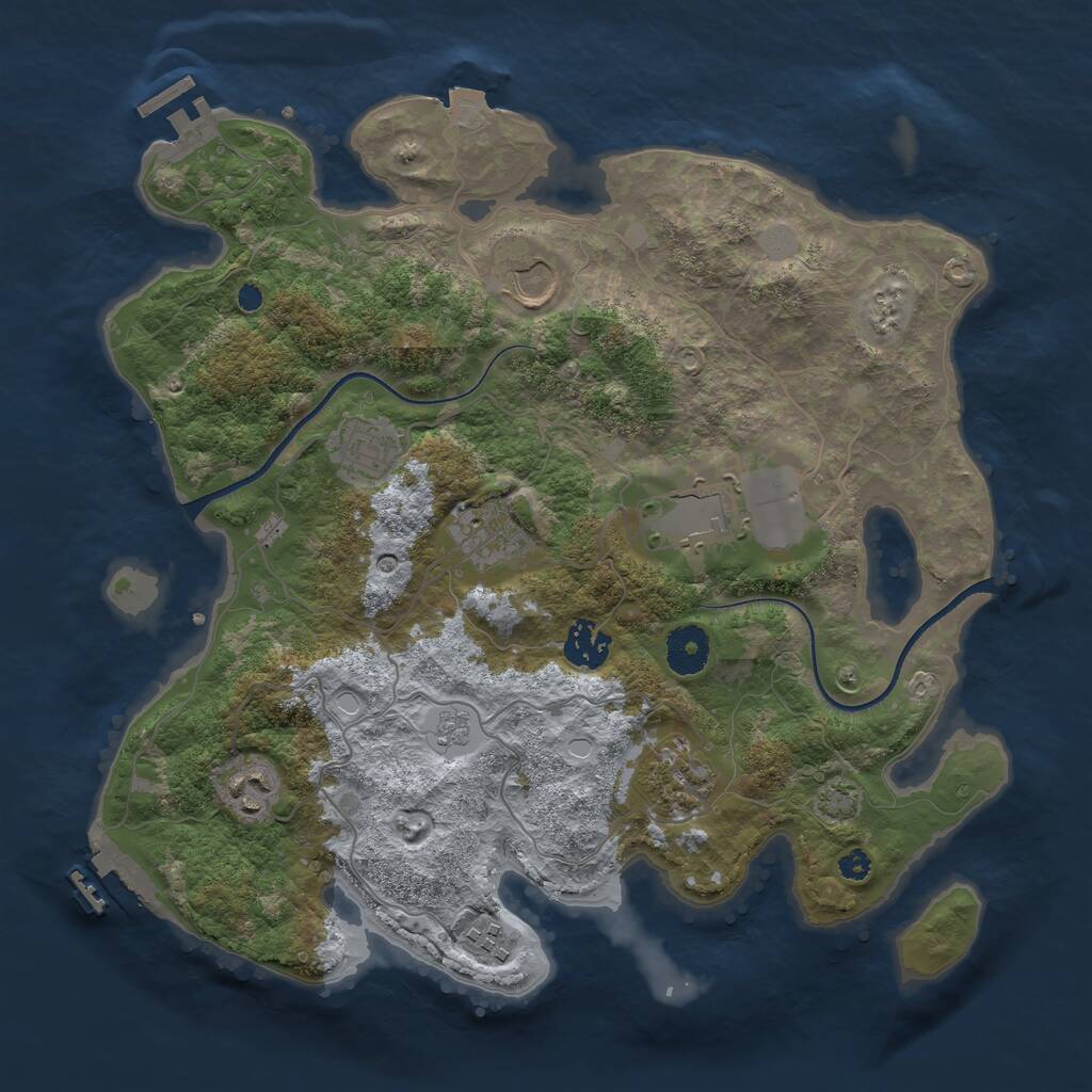 Rust Map: Procedural Map, Size: 3500, Seed: 297311817, 13 Monuments