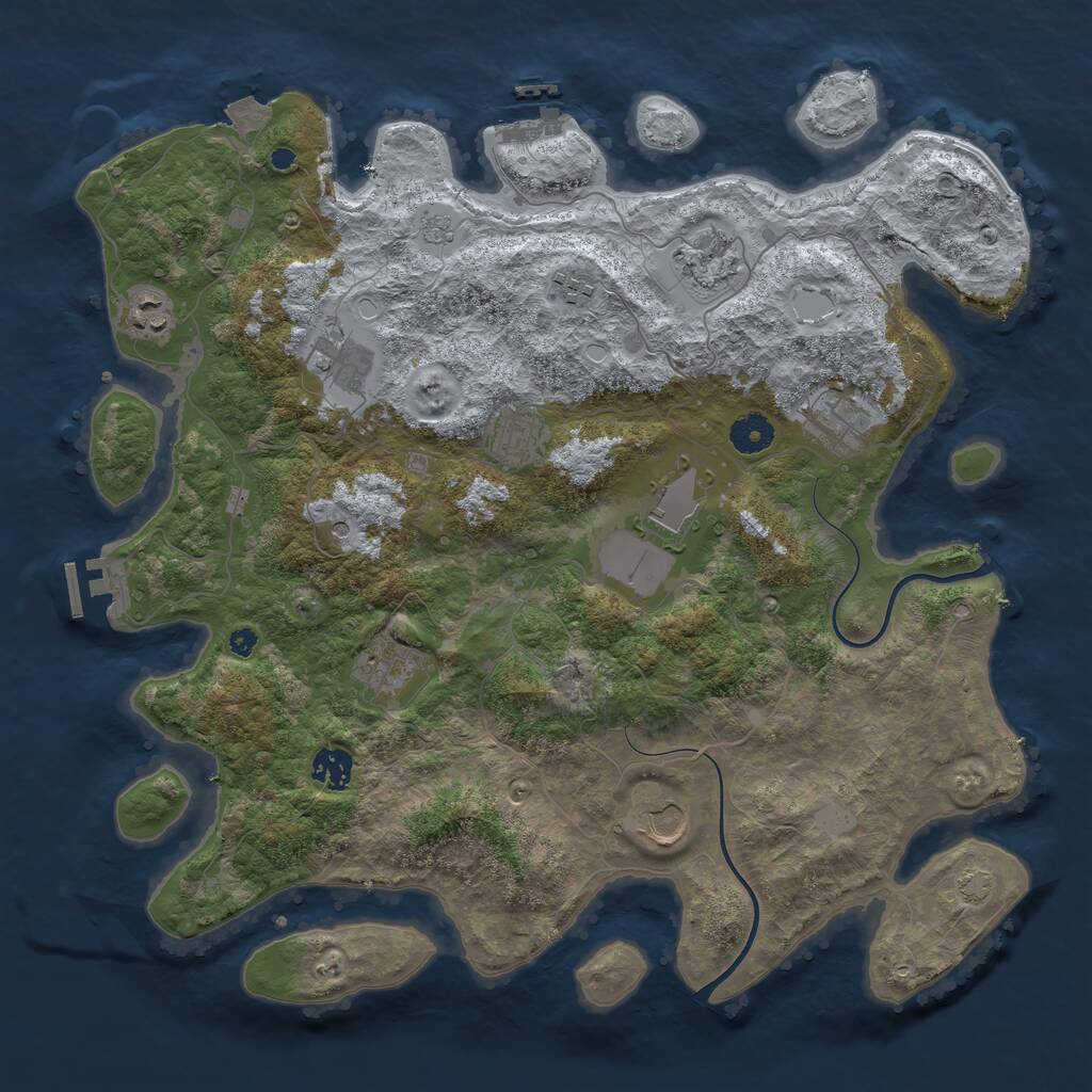 Rust Map: Procedural Map, Size: 3950, Seed: 1650343775, 16 Monuments