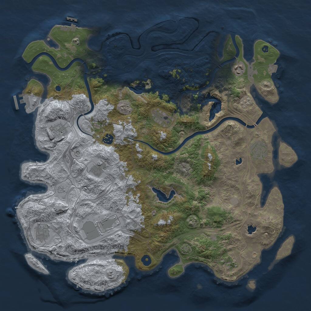 Rust Map: Procedural Map, Size: 4500, Seed: 610774529, 16 Monuments