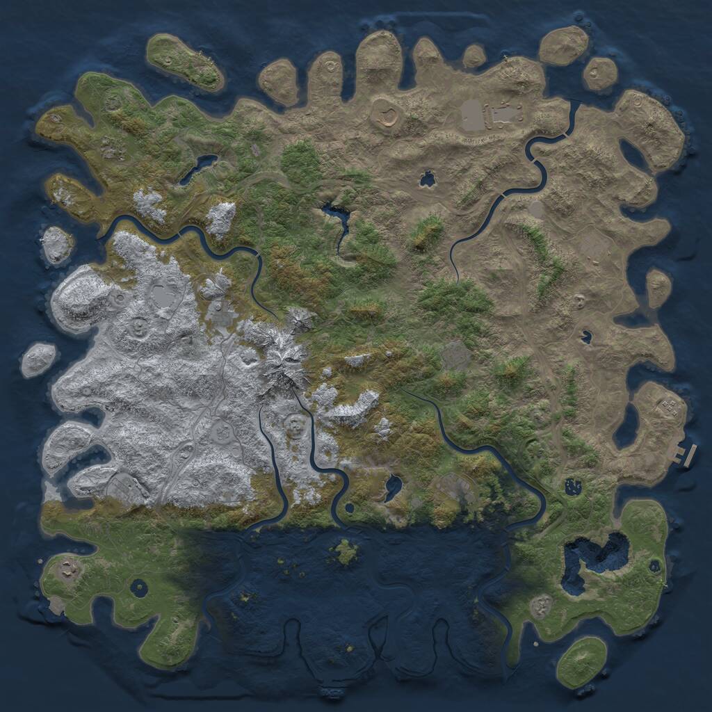 Rust Map: Procedural Map, Size: 6000, Seed: 1157340466, 17 Monuments