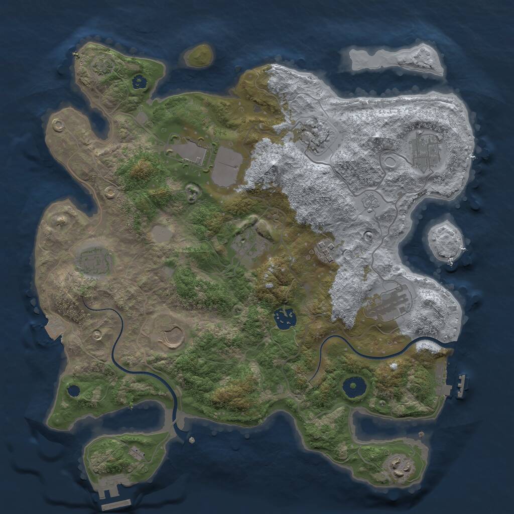 Rust Map: Procedural Map, Size: 3500, Seed: 854421412, 15 Monuments