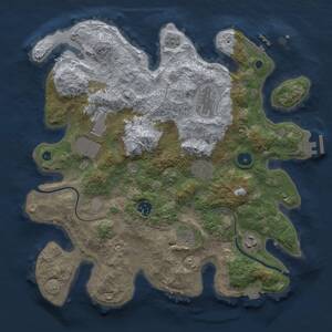 Thumbnail Rust Map: Procedural Map, Size: 3600, Seed: 2122480838, 13 Monuments