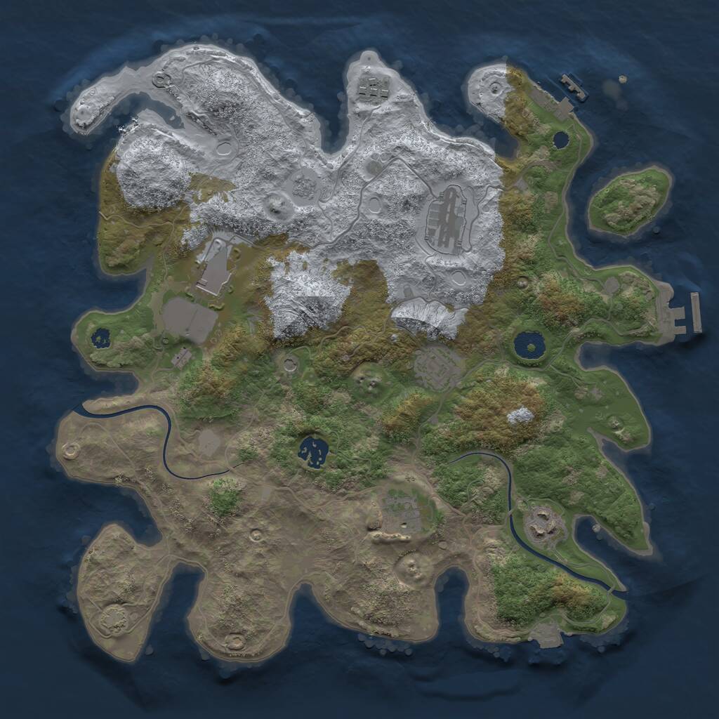 Rust Map: Procedural Map, Size: 3600, Seed: 2122480838, 13 Monuments