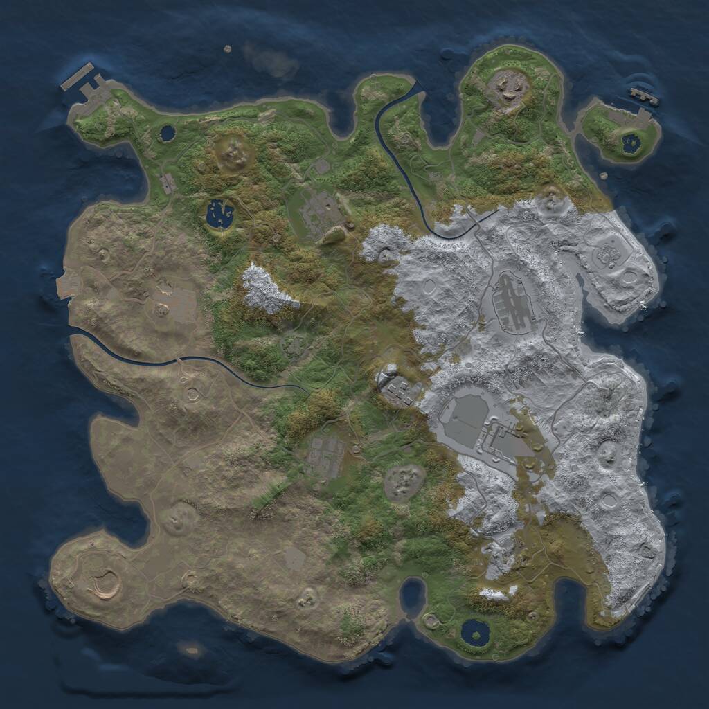 Rust Map: Procedural Map, Size: 3750, Seed: 1798415494, 16 Monuments