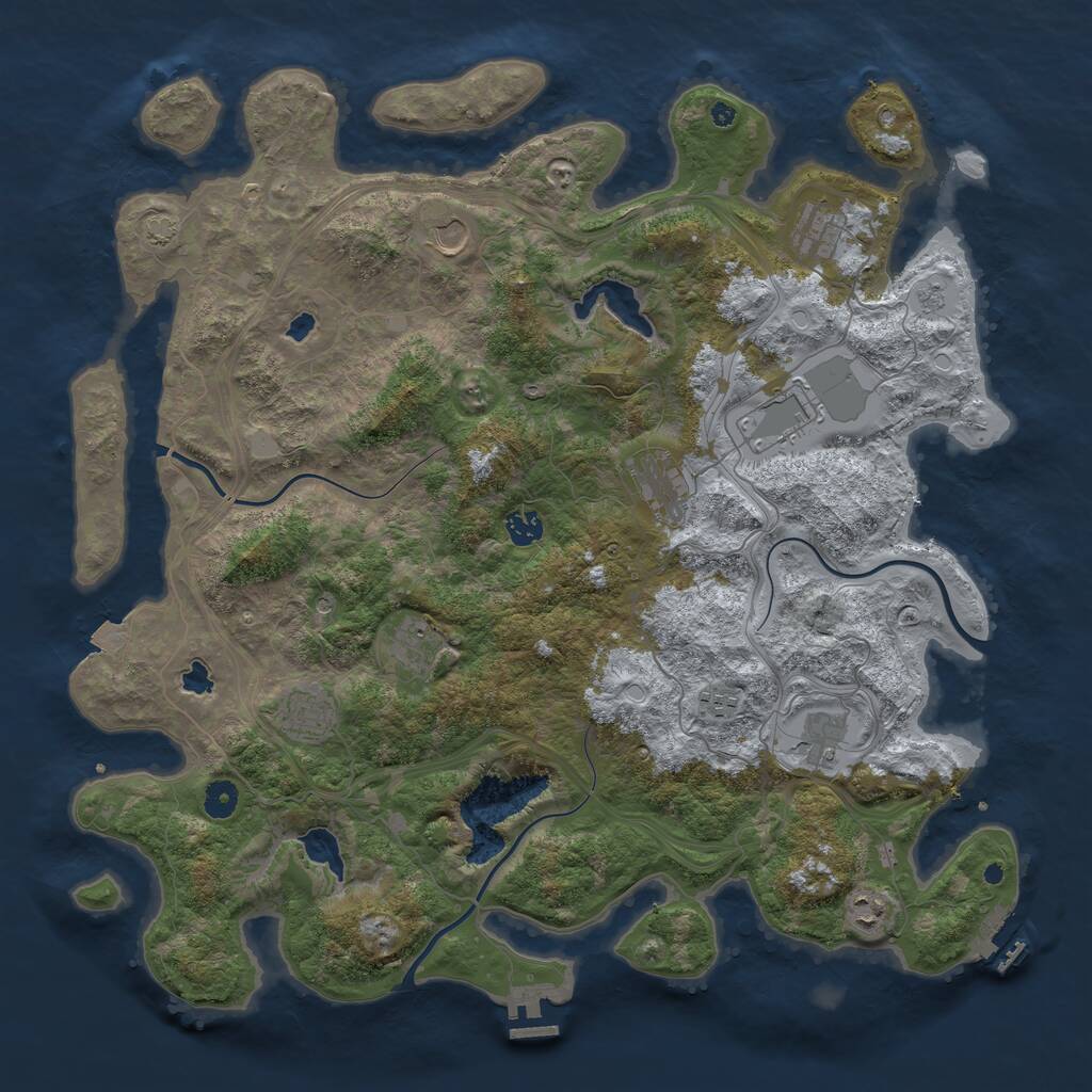 Rust Map: Procedural Map, Size: 4500, Seed: 820025792, 16 Monuments
