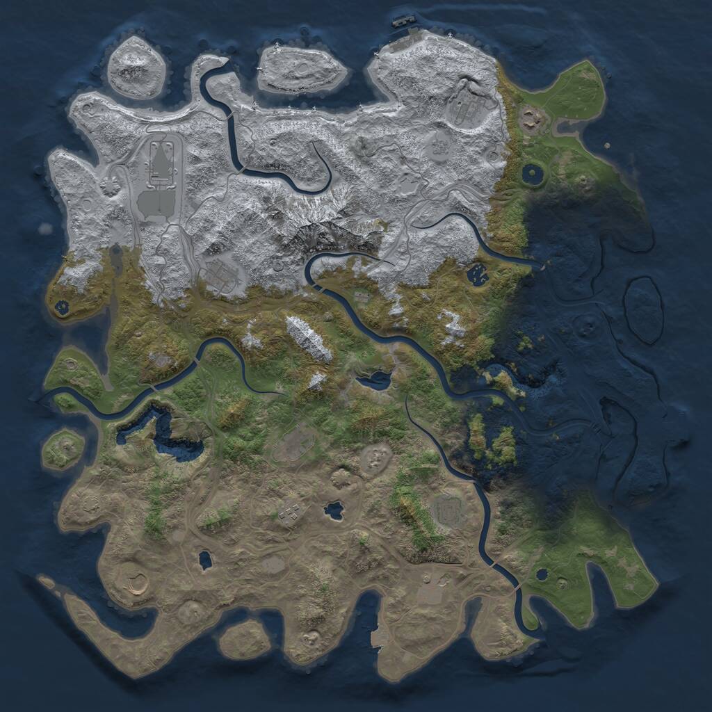 Rust Map: Procedural Map, Size: 5000, Seed: 76066002, 16 Monuments
