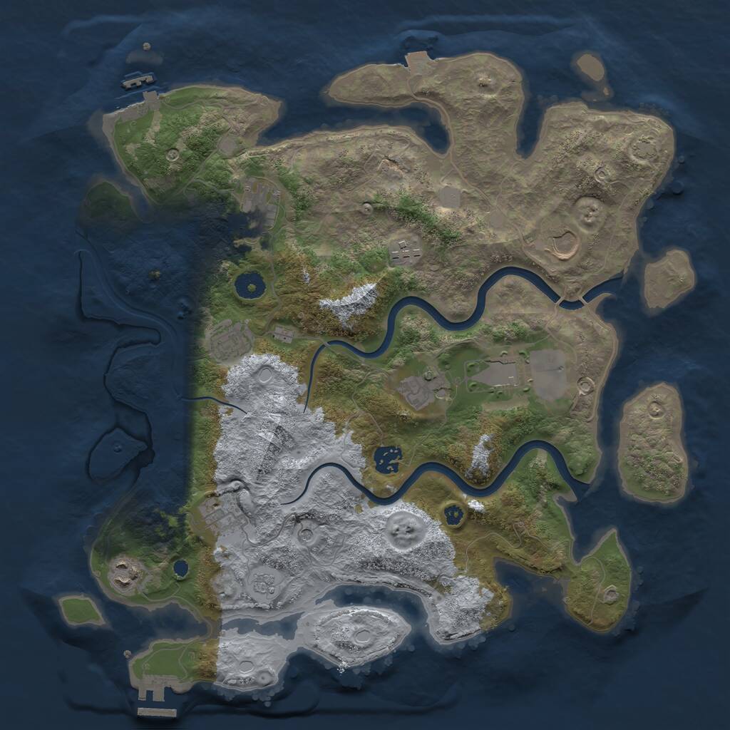 Rust Map: Procedural Map, Size: 3800, Seed: 39053550, 15 Monuments