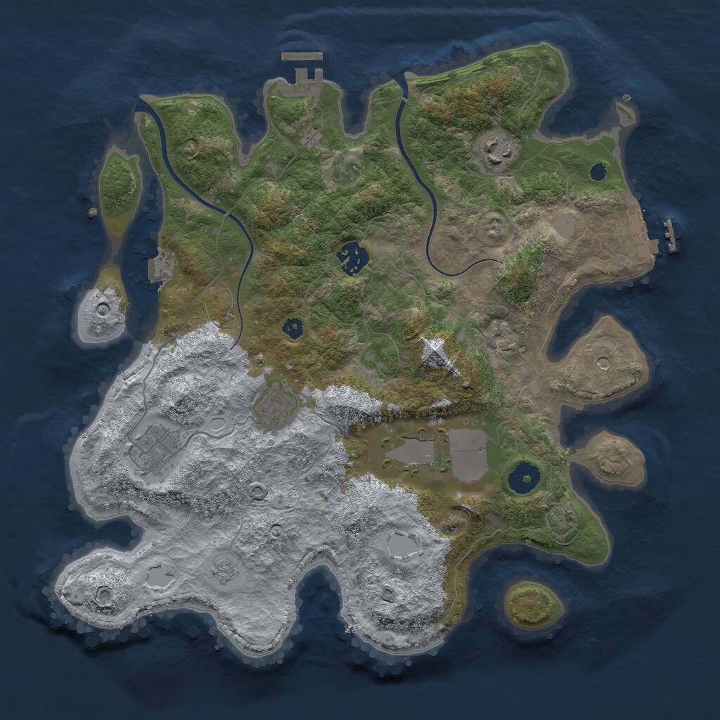 Rust Map: Procedural Map, Size: 3500, Seed: 2082163764, 11 Monuments