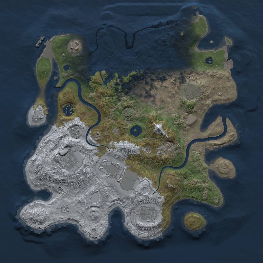 Rust Map: Procedural Map, Size: 3500, Seed: 2082163764, 14 Monuments