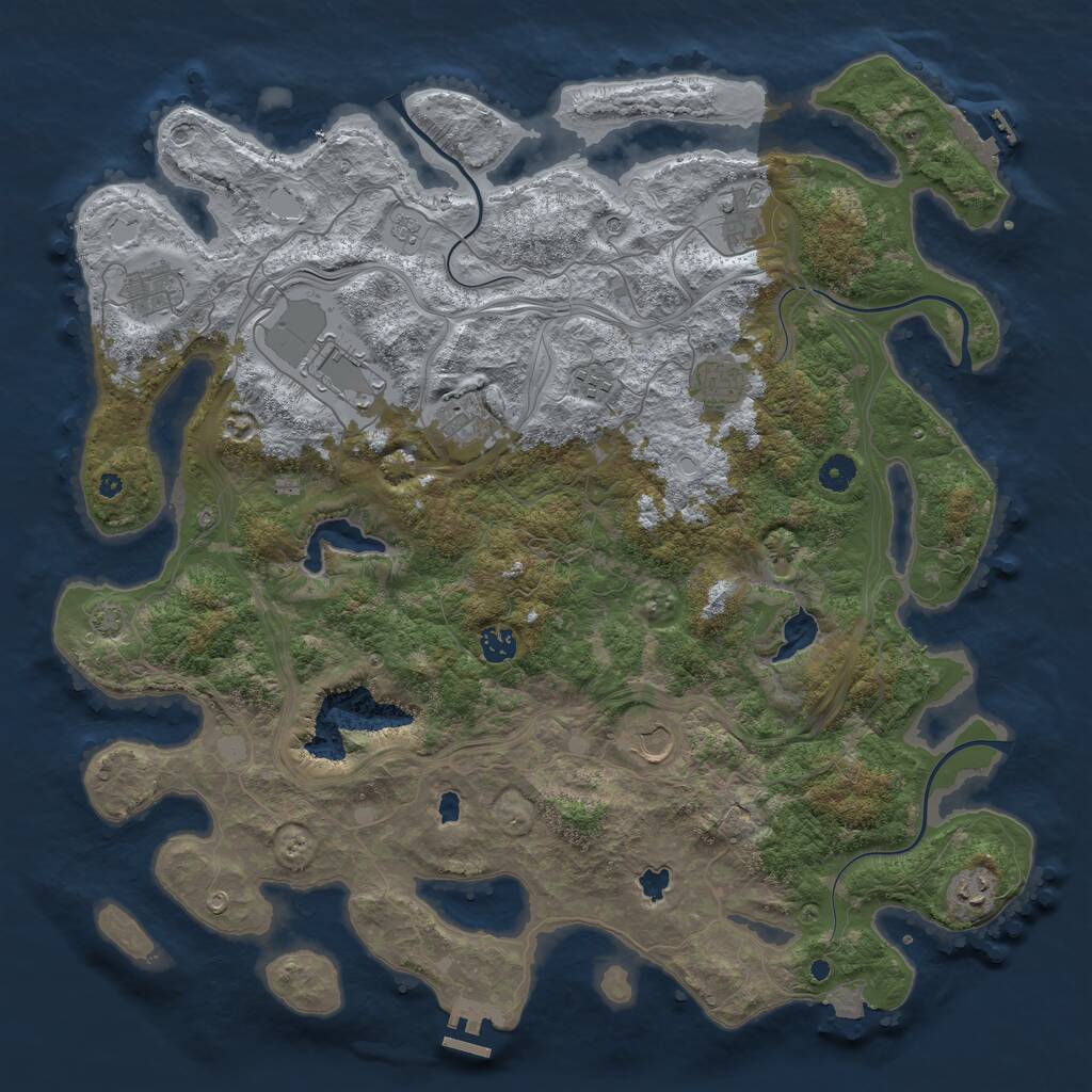Rust Map: Procedural Map, Size: 4500, Seed: 13601, 15 Monuments