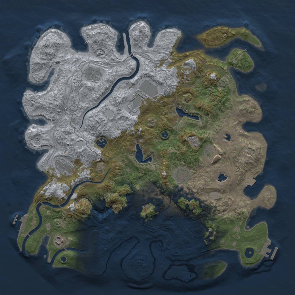 Rust Map: Procedural Map, Size: 4500, Seed: 73557889, 16 Monuments