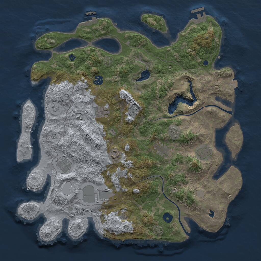 Rust Map: Procedural Map, Size: 4000, Seed: 850634544, 14 Monuments