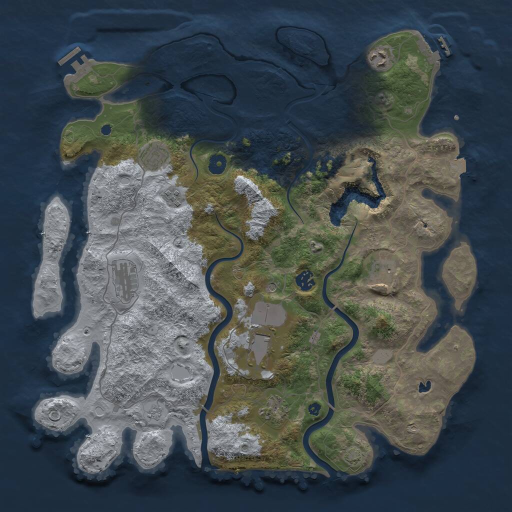 Rust Map: Procedural Map, Size: 4000, Seed: 850634544, 14 Monuments