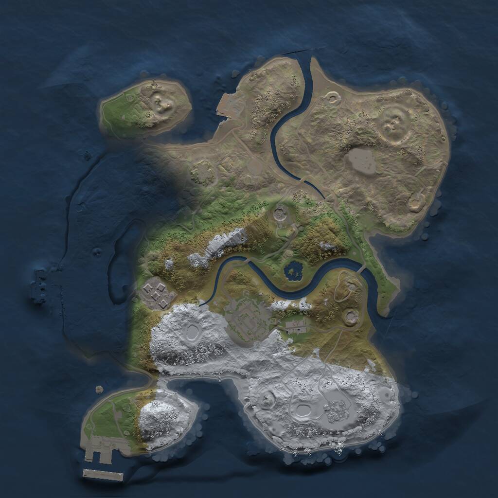 Rust Map: Procedural Map, Size: 2500, Seed: 2120024041, 8 Monuments
