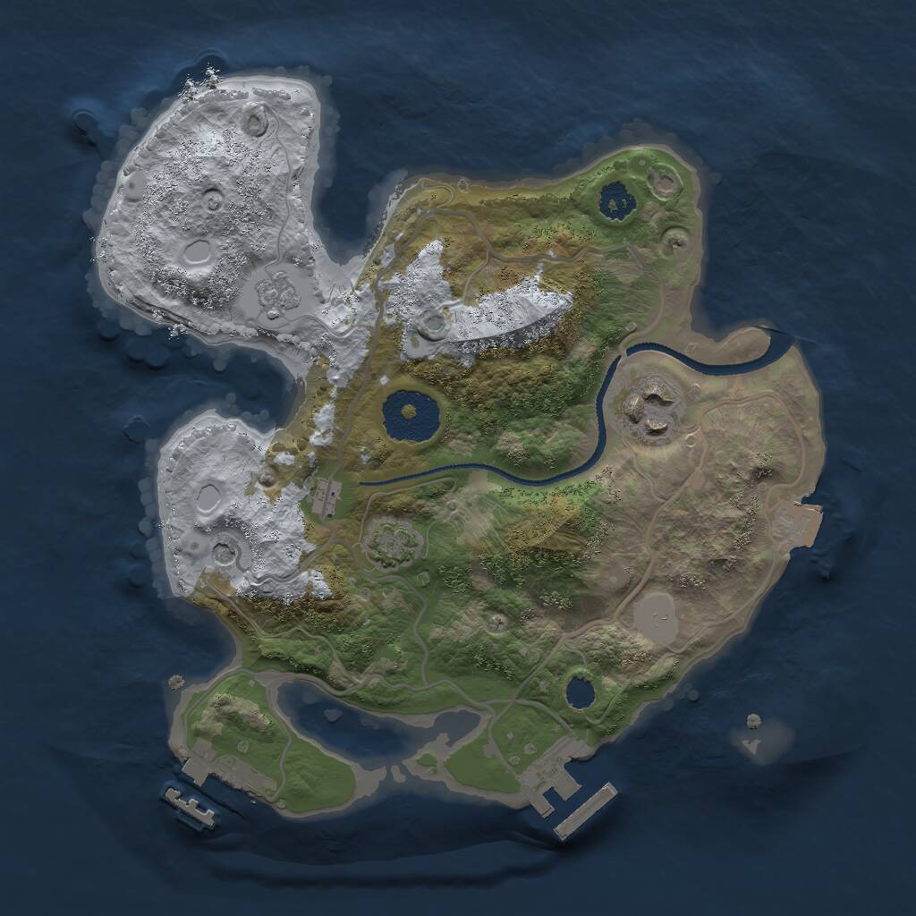 Rust Map: Procedural Map, Size: 2500, Seed: 753009560, 7 Monuments