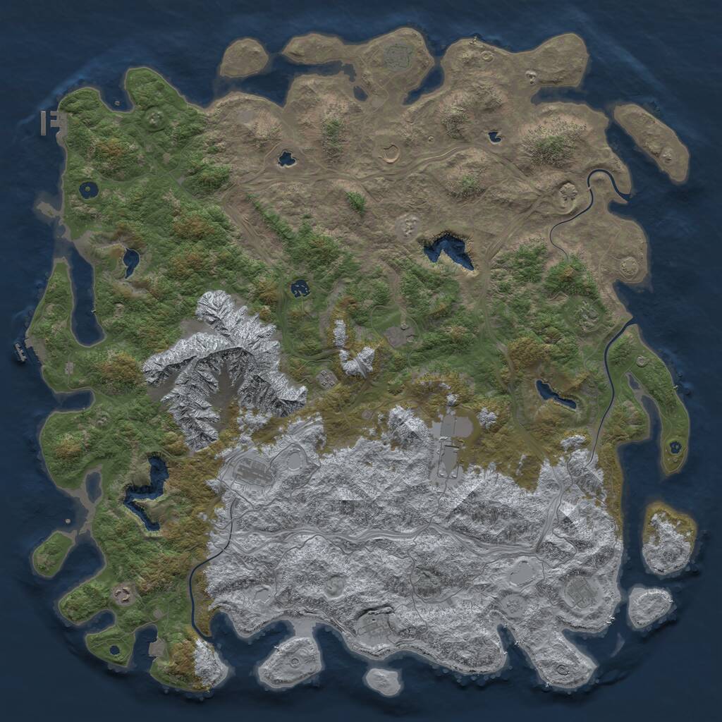 Rust Map: Procedural Map, Size: 6000, Seed: 1219202406, 17 Monuments