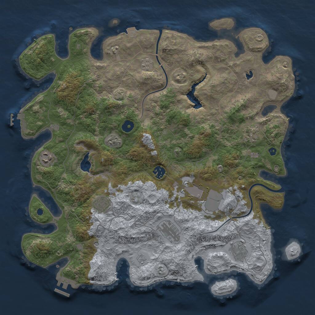Rust Map: Procedural Map, Size: 4000, Seed: 5027, 14 Monuments