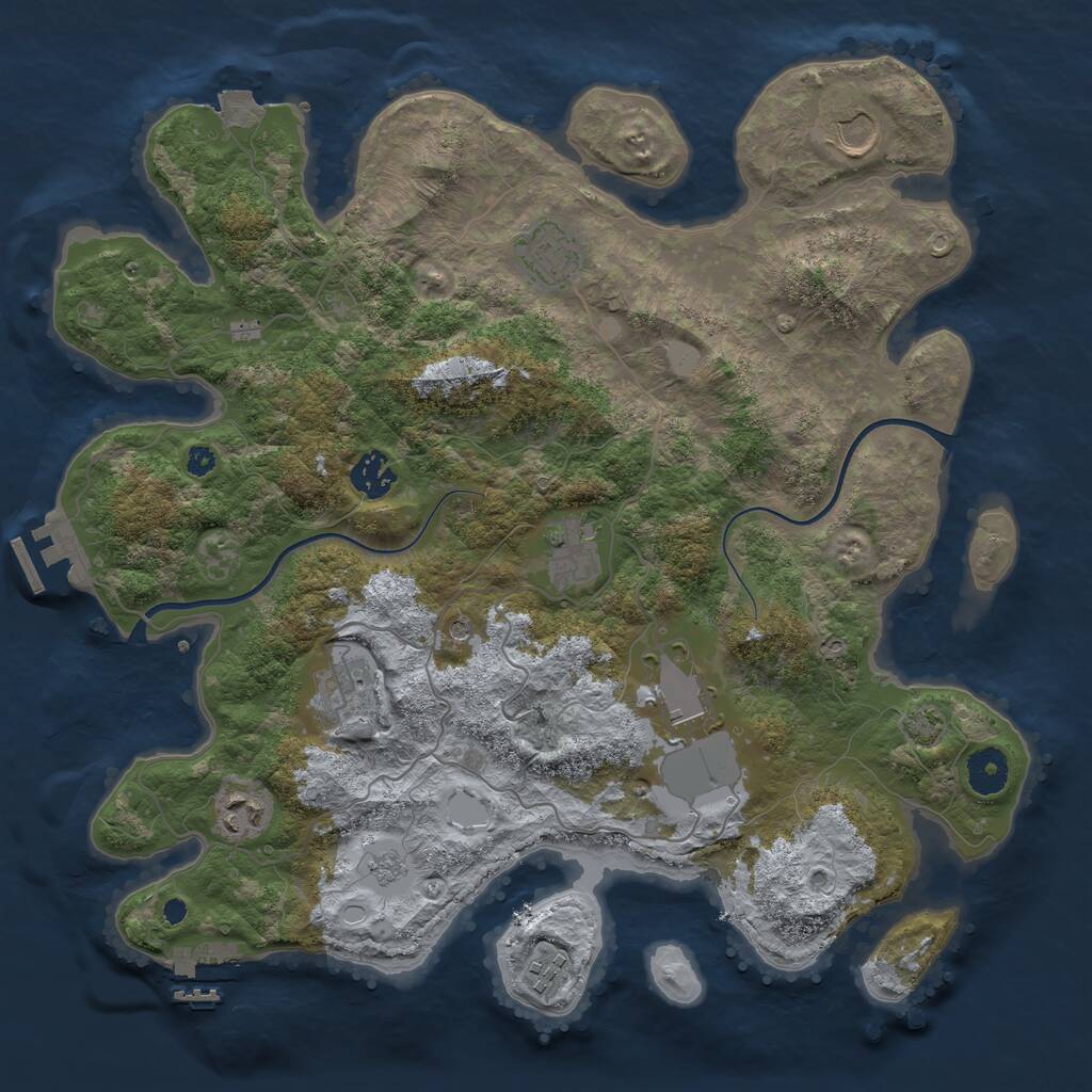 Rust Map: Procedural Map, Size: 3700, Seed: 23828, 14 Monuments