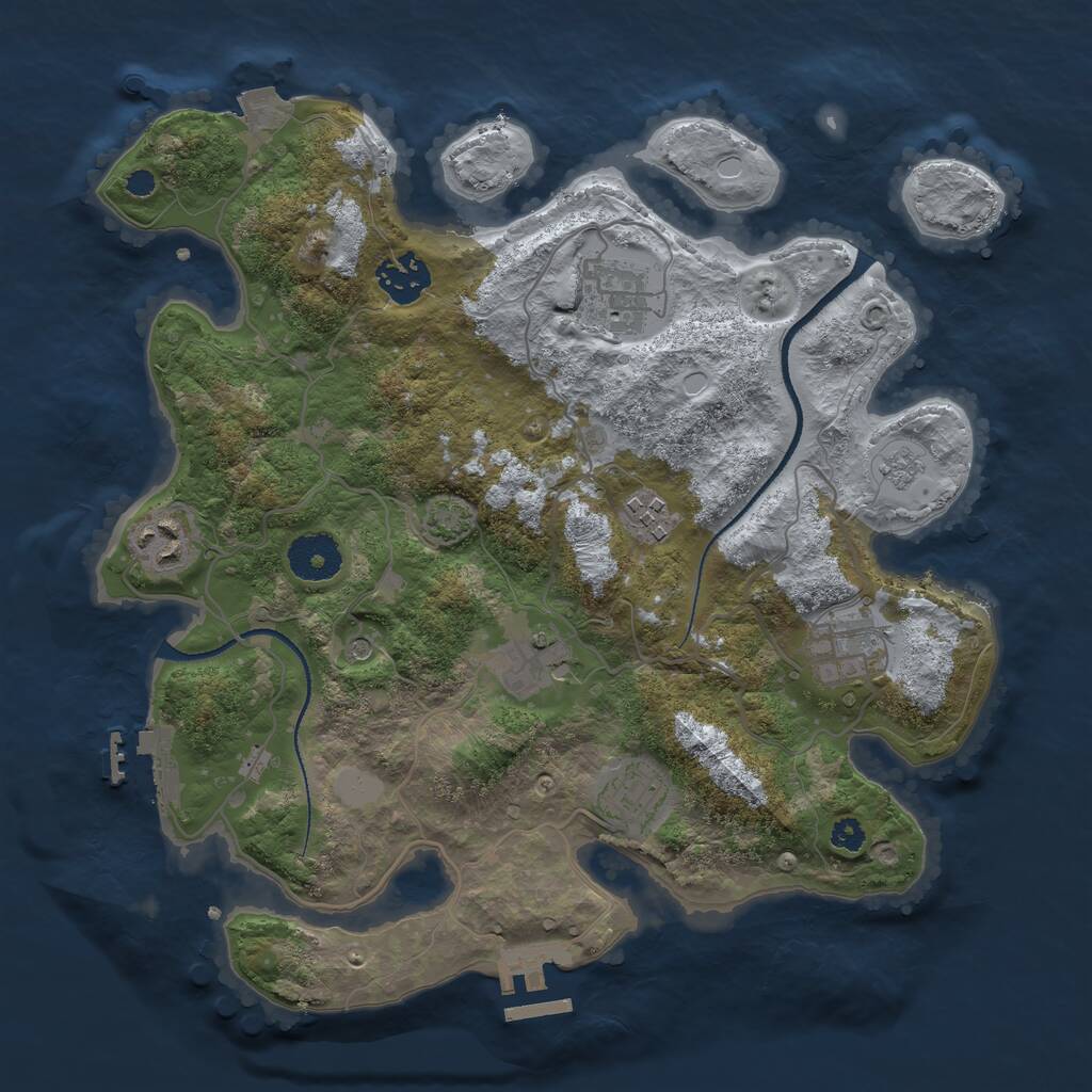 Rust Map: Procedural Map, Size: 3250, Seed: 1381133226, 13 Monuments