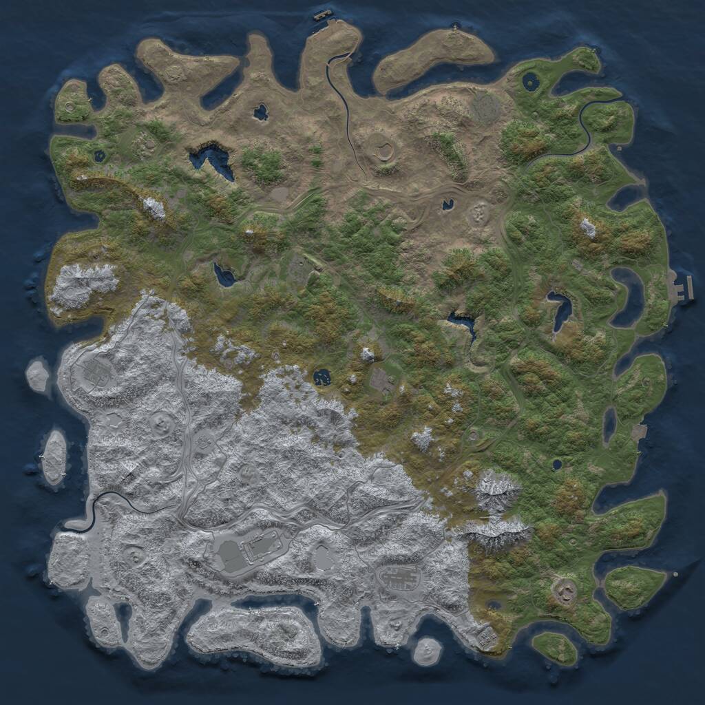 Rust Map: Procedural Map, Size: 6000, Seed: 313043655, 17 Monuments