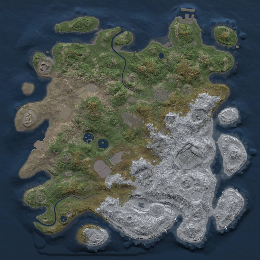 Rust Map: Procedural Map, Size: 3750, Seed: 1903713230, 13 Monuments