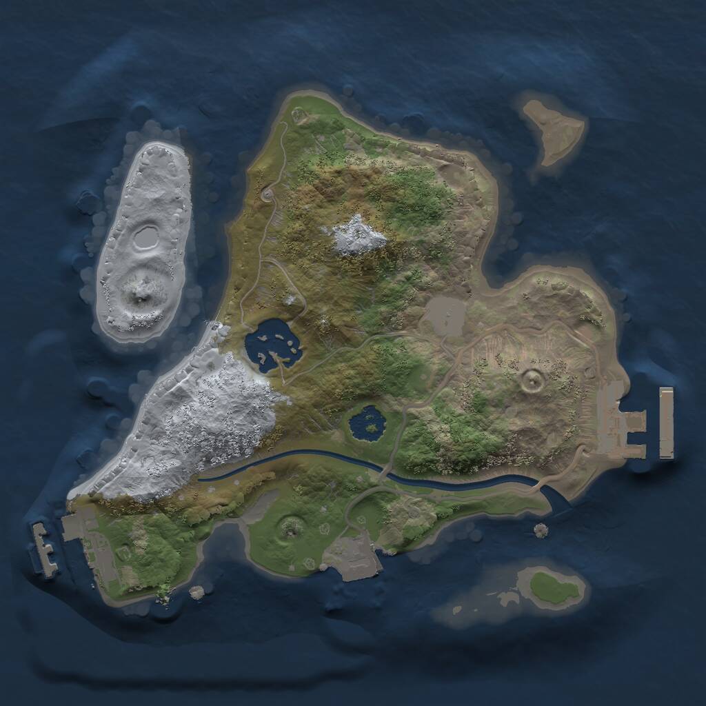 Rust Map: Procedural Map, Size: 2000, Seed: 5768490, 4 Monuments