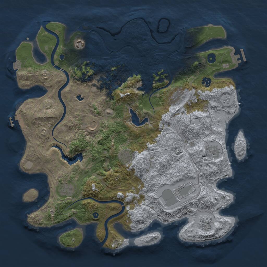 Rust Map: Procedural Map, Size: 4250, Seed: 261297502, 16 Monuments