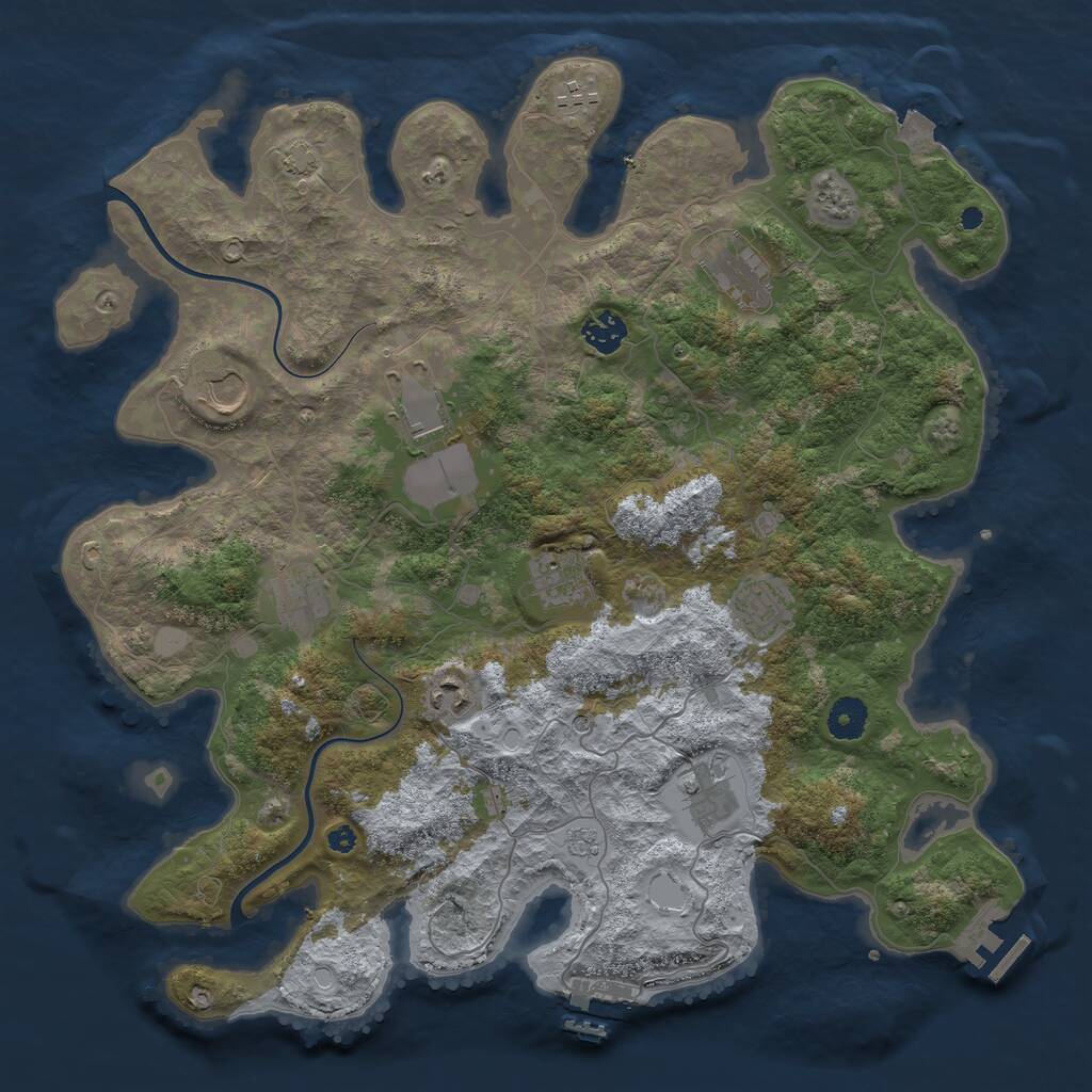 Rust Map: Procedural Map, Size: 3950, Seed: 374161131, 16 Monuments