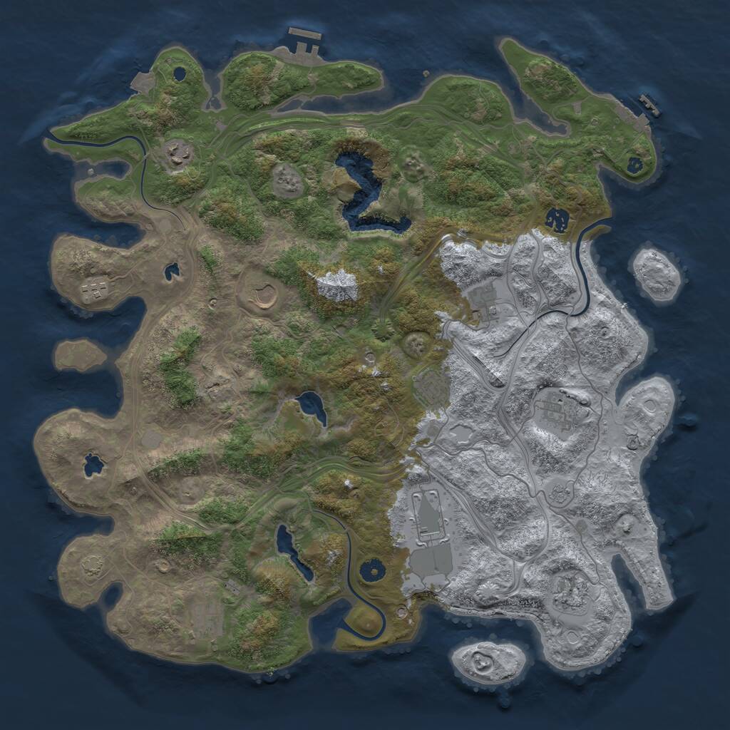 Rust Map: Procedural Map, Size: 4500, Seed: 2005917227, 16 Monuments