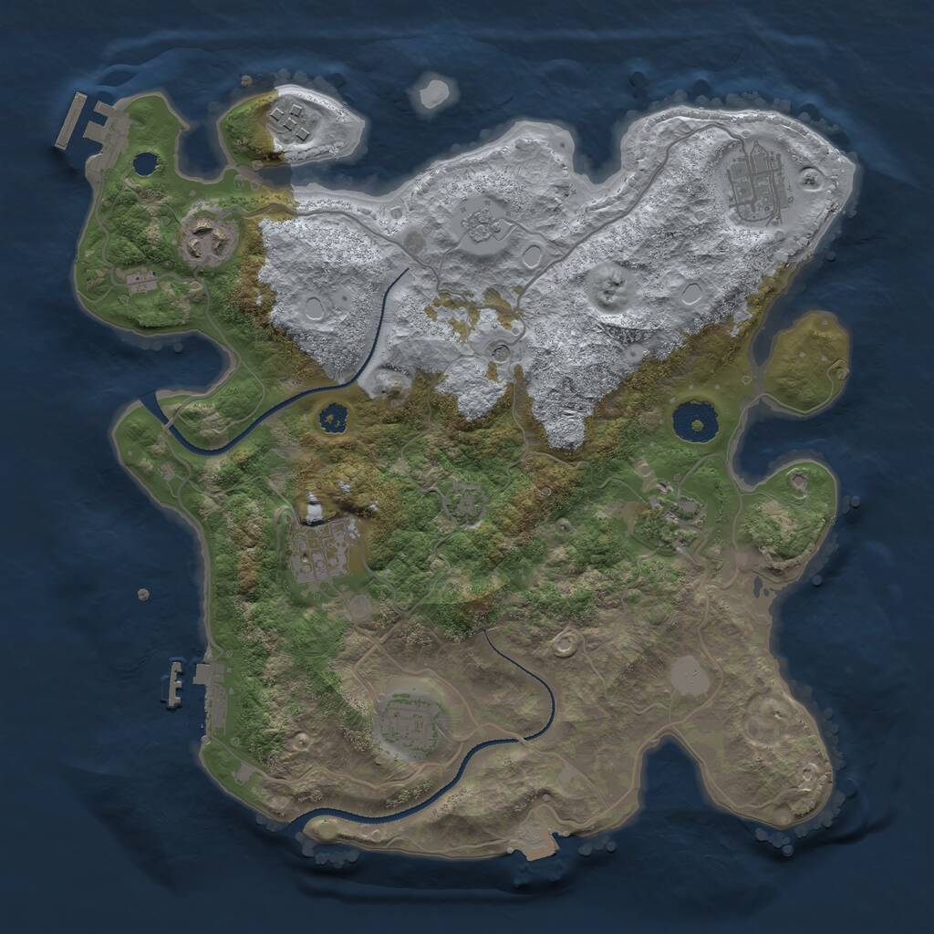 Rust Map: Procedural Map, Size: 3200, Seed: 52719, 12 Monuments