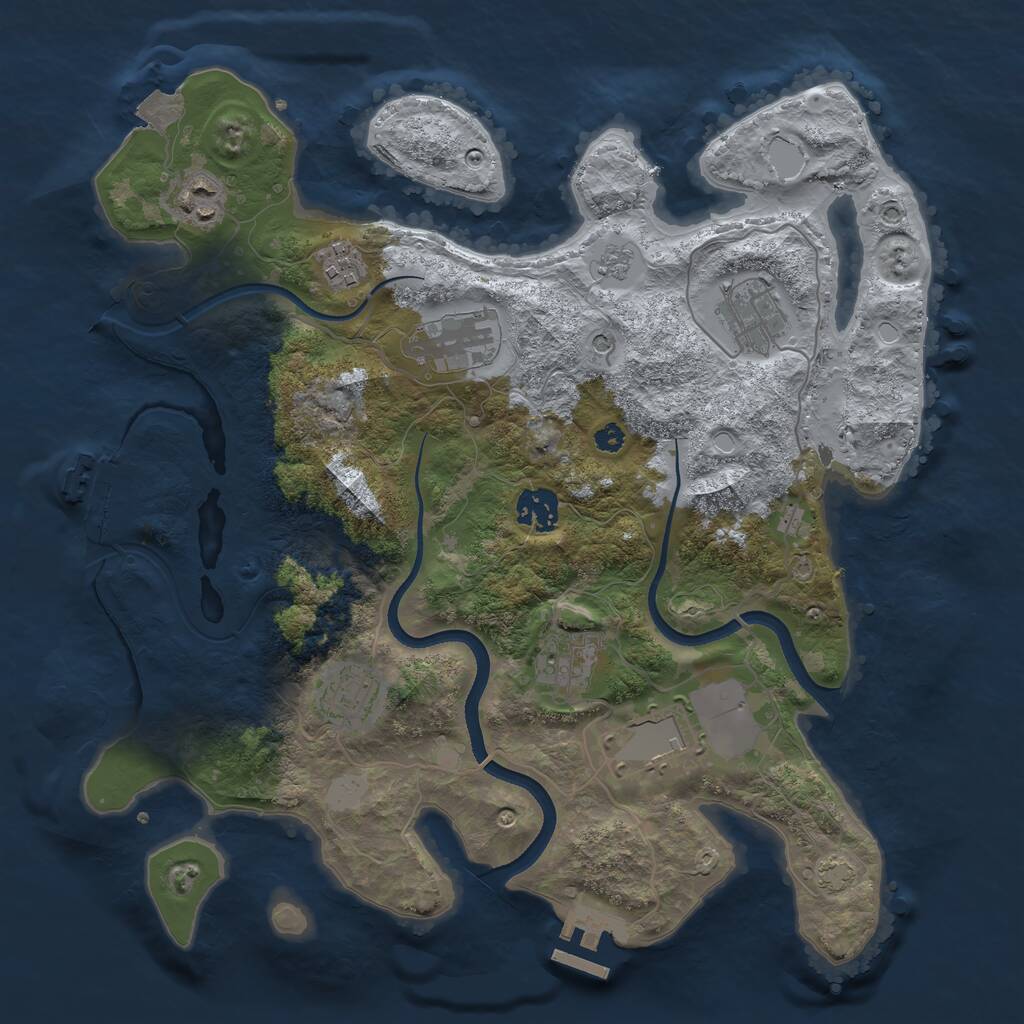 Rust Map: Procedural Map, Size: 3500, Seed: 175716557, 14 Monuments