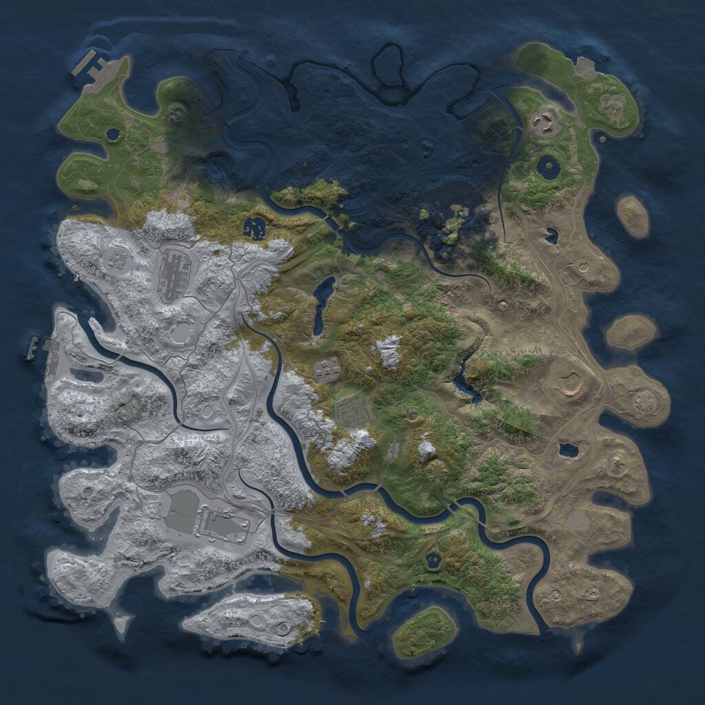 Rust Map: Procedural Map, Size: 4500, Seed: 1085680397, 14 Monuments