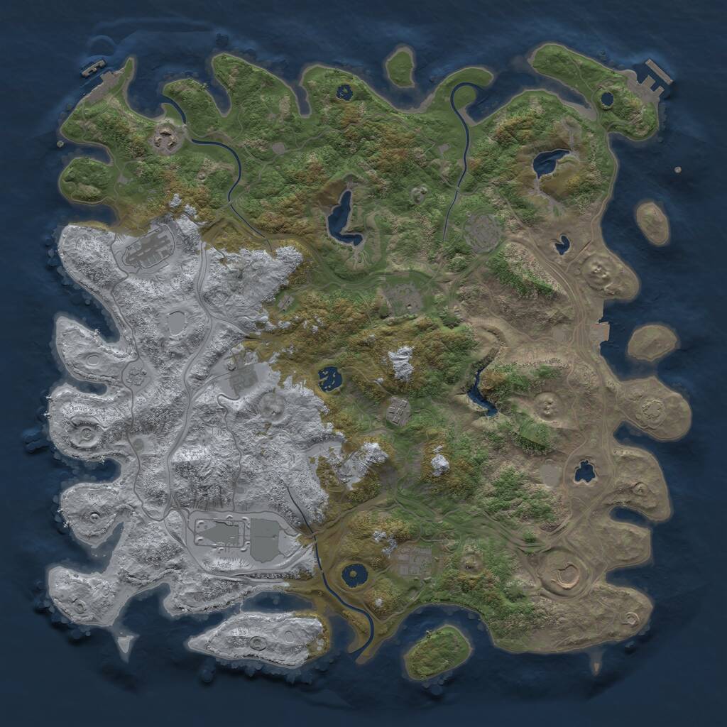 Rust Map: Procedural Map, Size: 4500, Seed: 1085680397, 17 Monuments