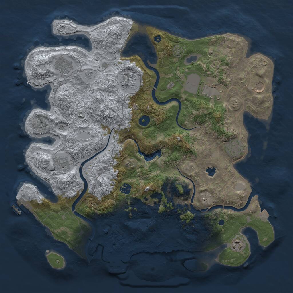 Rust Map: Procedural Map, Size: 4000, Seed: 1215744301, 15 Monuments