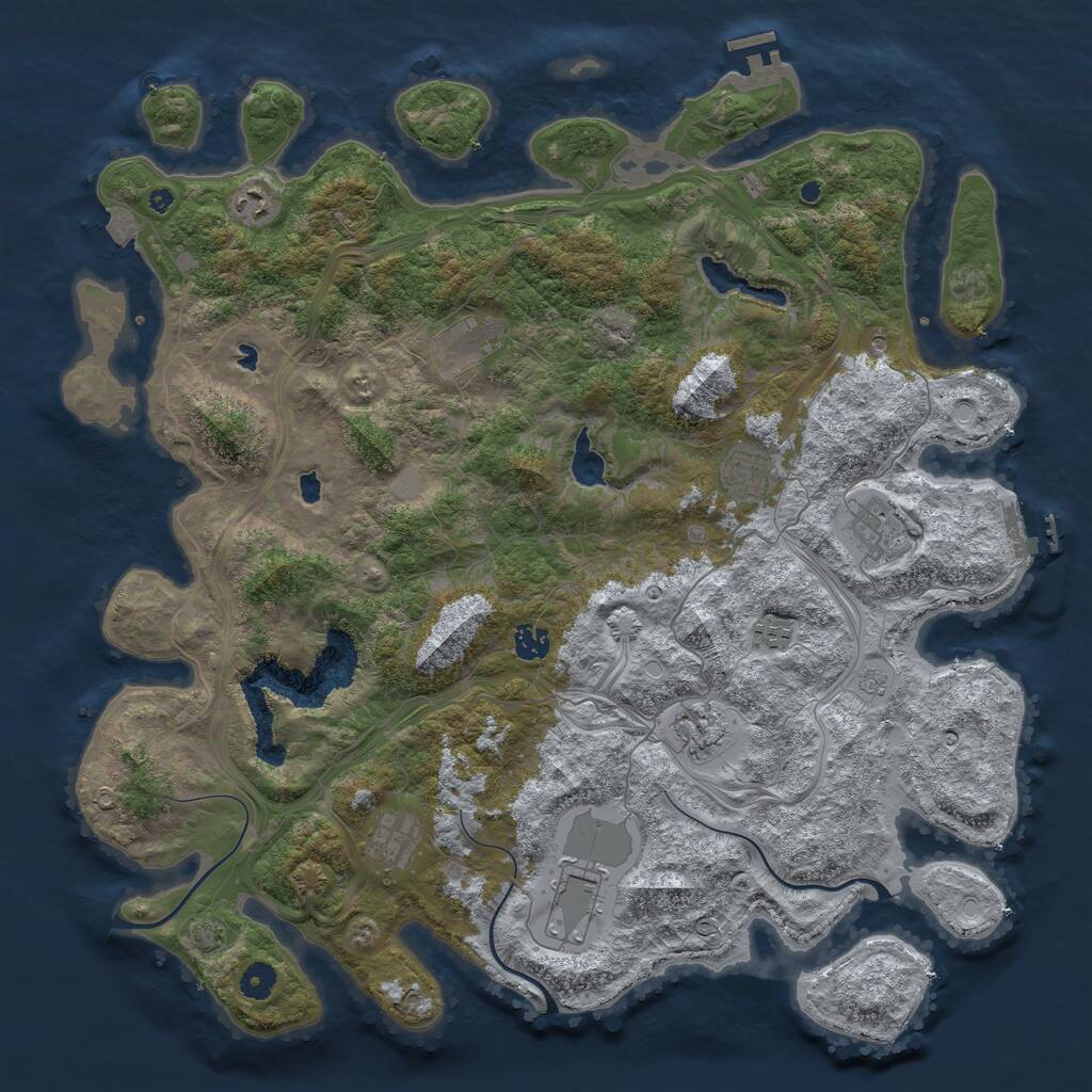 Rust Map: Procedural Map, Size: 4500, Seed: 1999215933, 15 Monuments