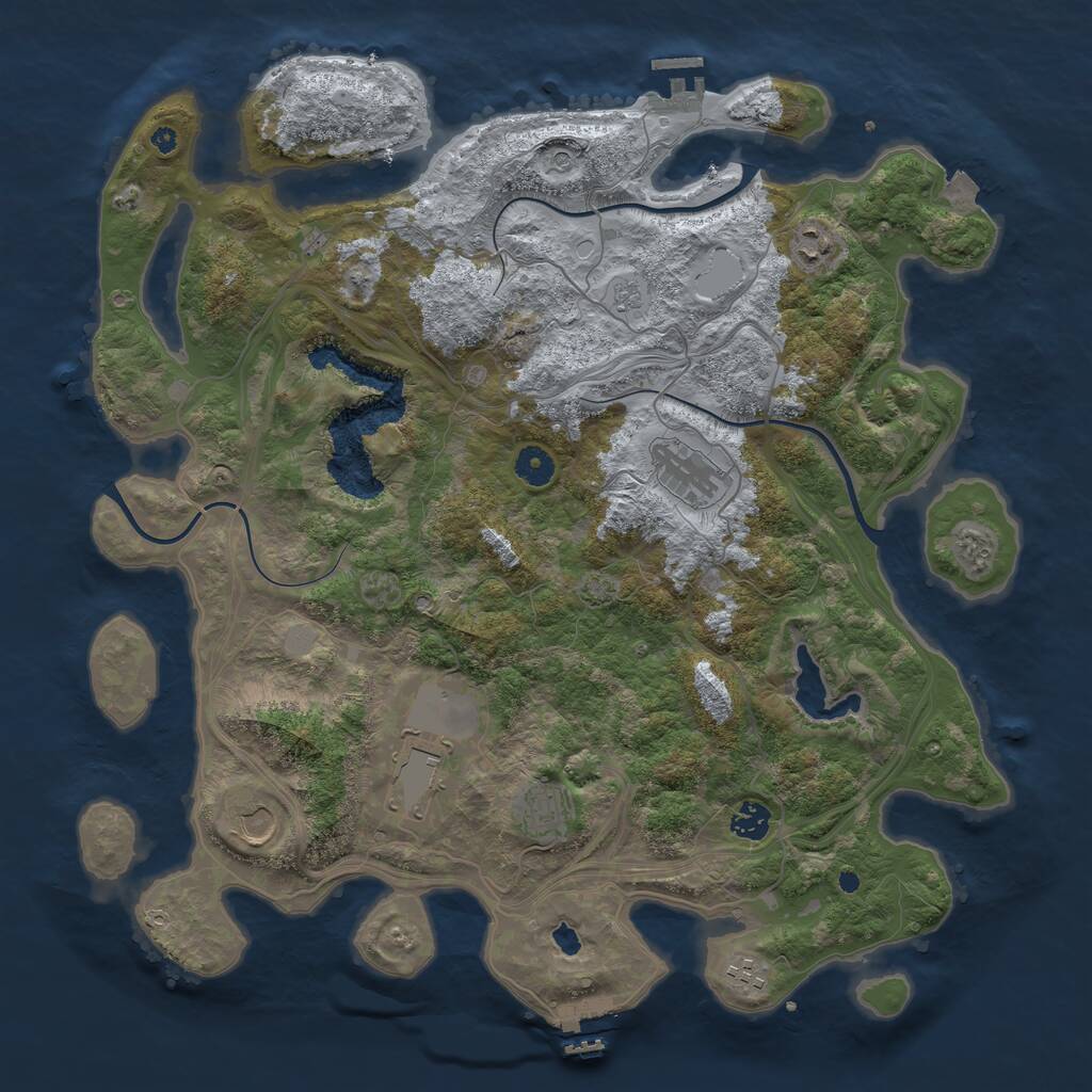 Rust Map: Procedural Map, Size: 4250, Seed: 763551878, 13 Monuments