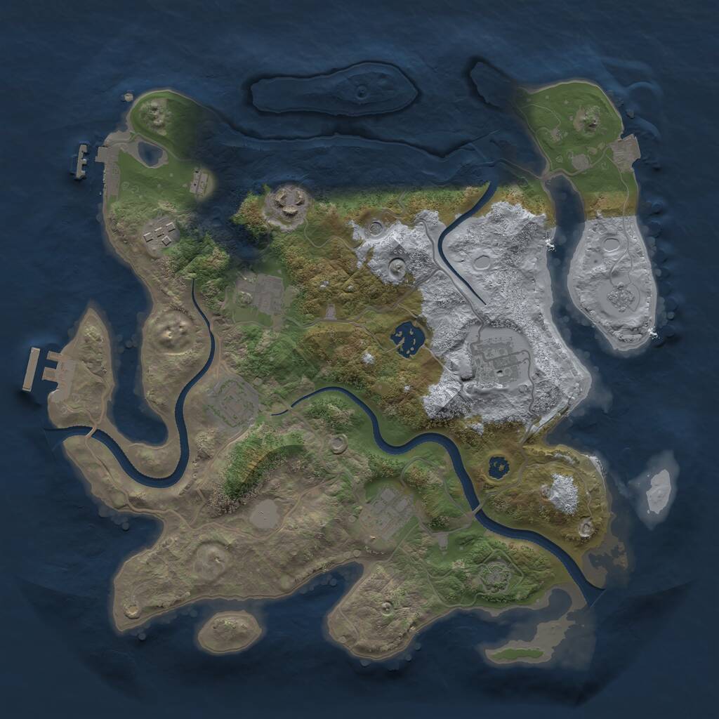 Rust Map: Procedural Map, Size: 3300, Seed: 1178169512, 13 Monuments