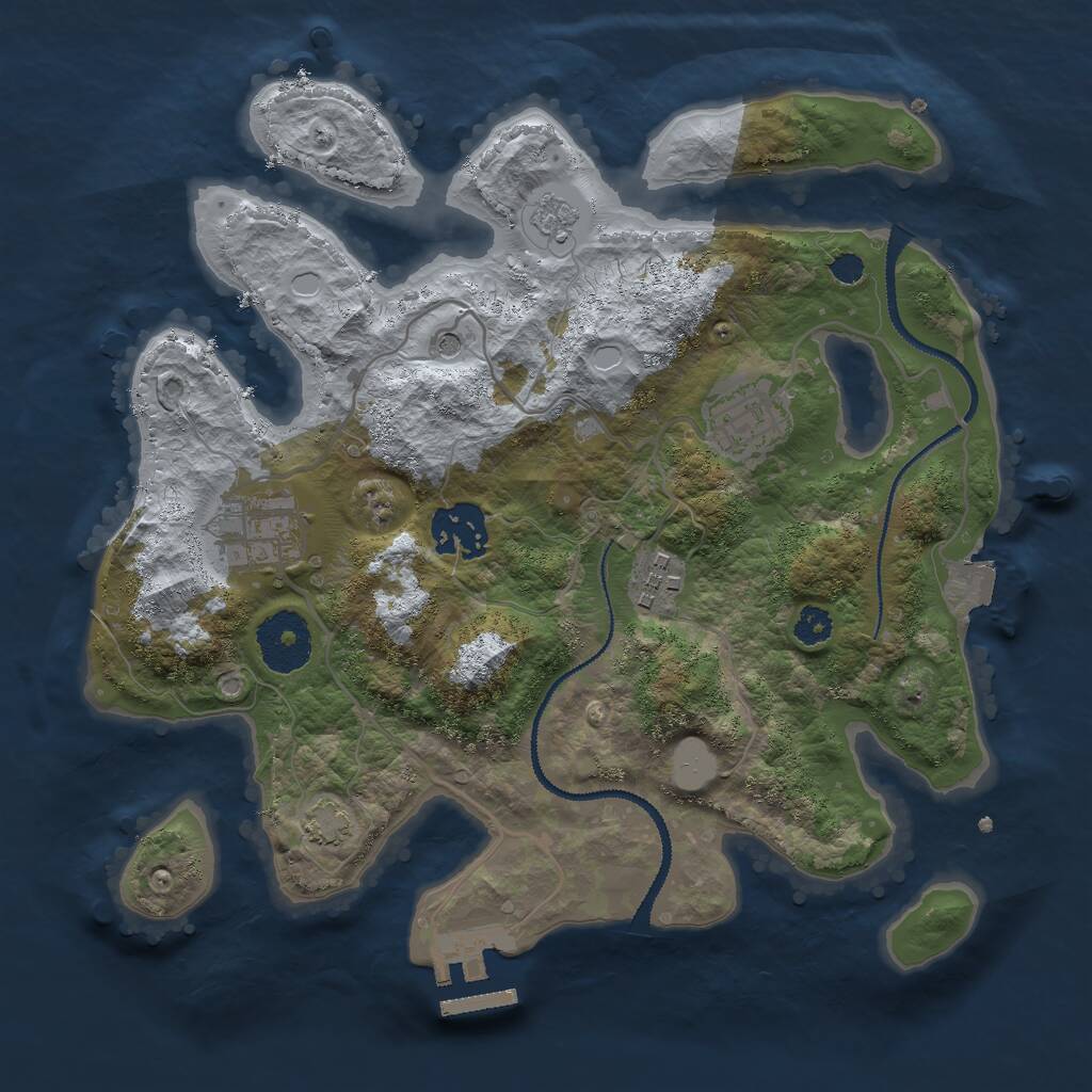 Rust Map: Procedural Map, Size: 2850, Seed: 2010409037, 9 Monuments