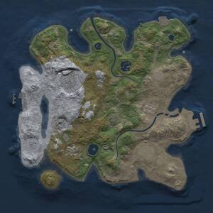 Thumbnail Rust Map: Procedural Map, Size: 3000, Seed: 1168947012, 11 Monuments