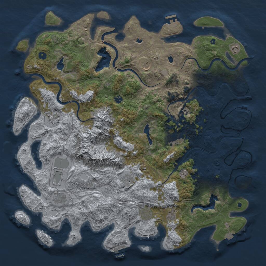 Rust Map: Procedural Map, Size: 5000, Seed: 1687075008, 17 Monuments