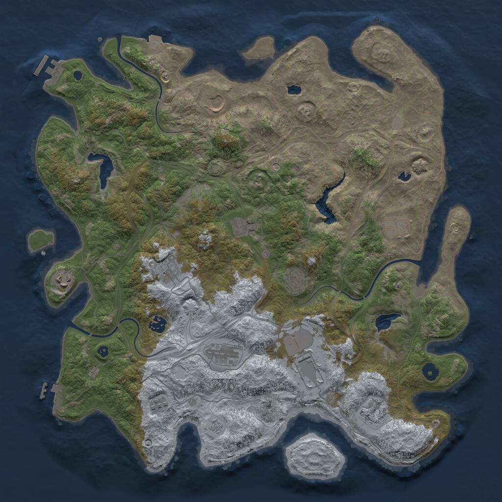 Rust Map: Procedural Map, Size: 4500, Seed: 109918445, 17 Monuments